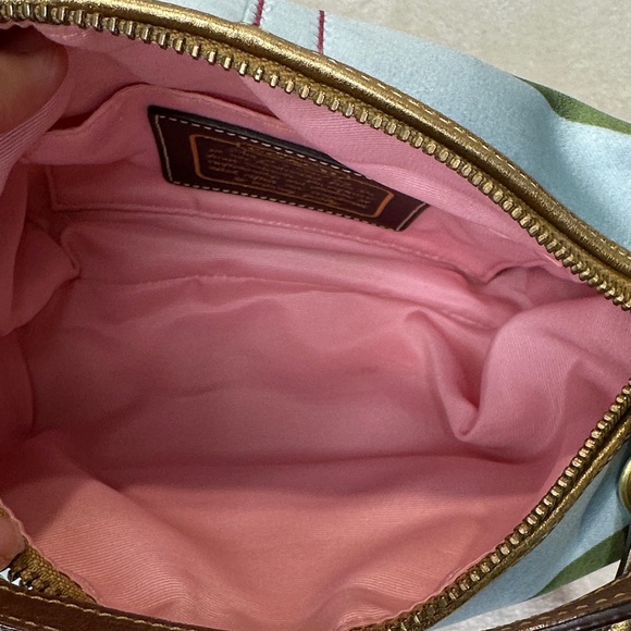 Coach Legacy Stripe Kiss Lock Pocket Zipper Hobo Handbag (RARE) (Mini Size) - Picture 12 of 15